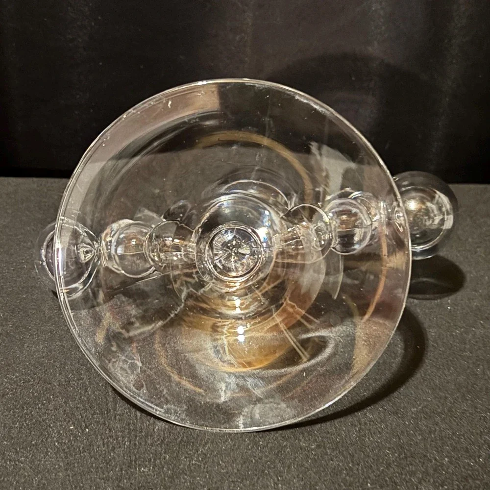 Vintage Candlewick 3‑Light Candelabra – Clear Glass Beaded Design